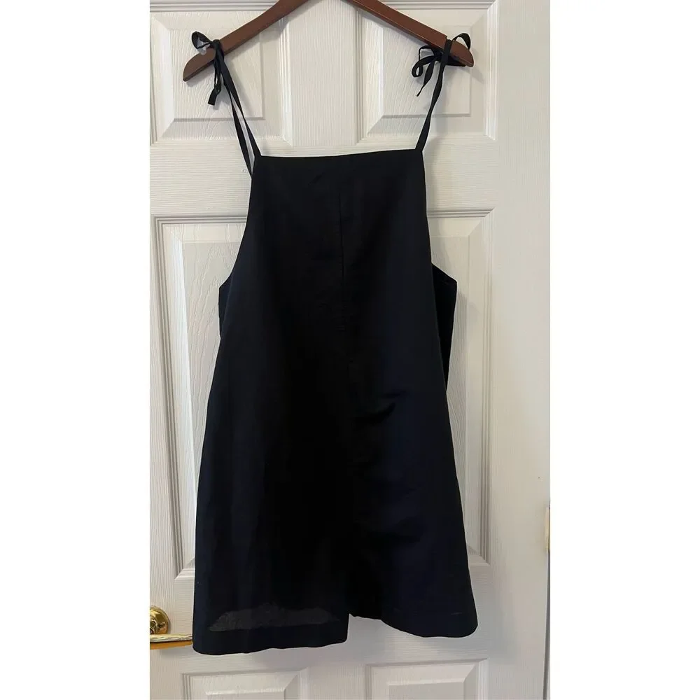COS Black Tie-Shoulder Linen Blend Romper